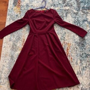 SHEIN Burgundy Long Sleeve Dress